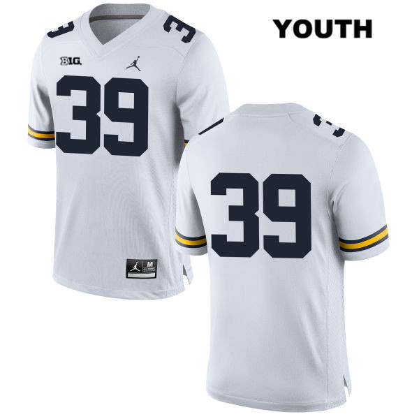 Youth NCAA Michigan Wolverines Evan Latham #39 No Name White Jordan Brand Authentic Stitched Football College Jersey YF25R77PT
